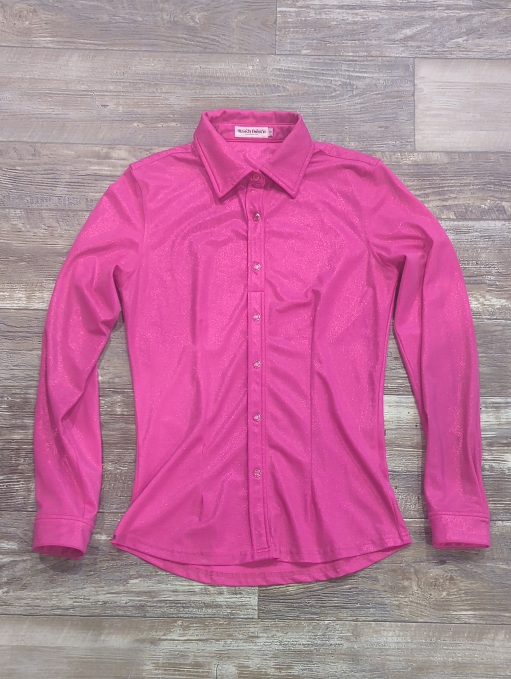 RANCH DRESS'N Fallon Taylor "Pink Shimmer" Performance Rodeo Cowgirl shirt S